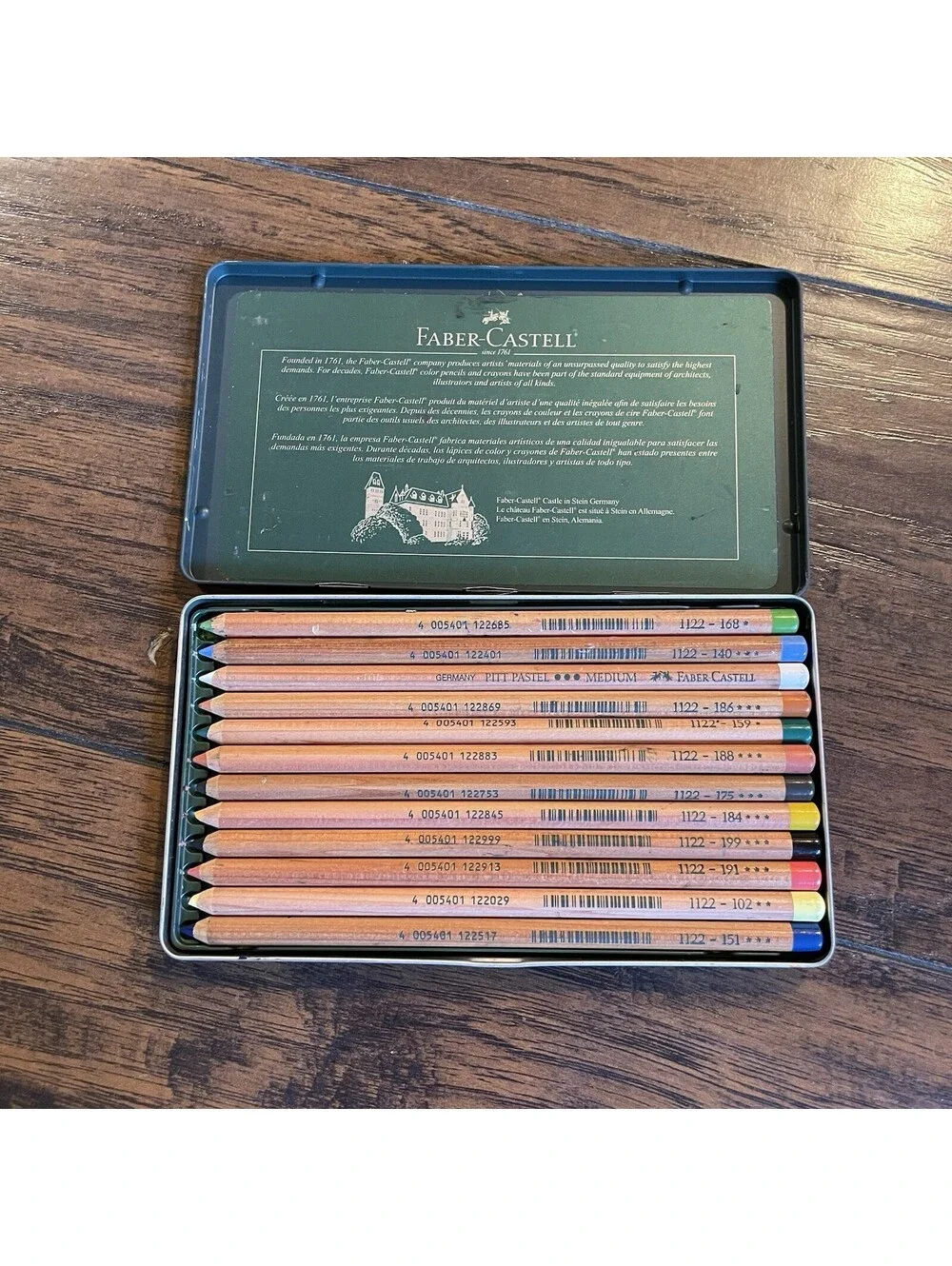 Faber Castell Pitt Pastel Pencils 12 Colour Tin